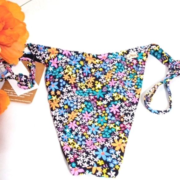 HOBIE BLACK FLORAL HIGH-CUT HIPSTER BIKINI BOTTOM SIZE XL NWT - Picture 2 of 4